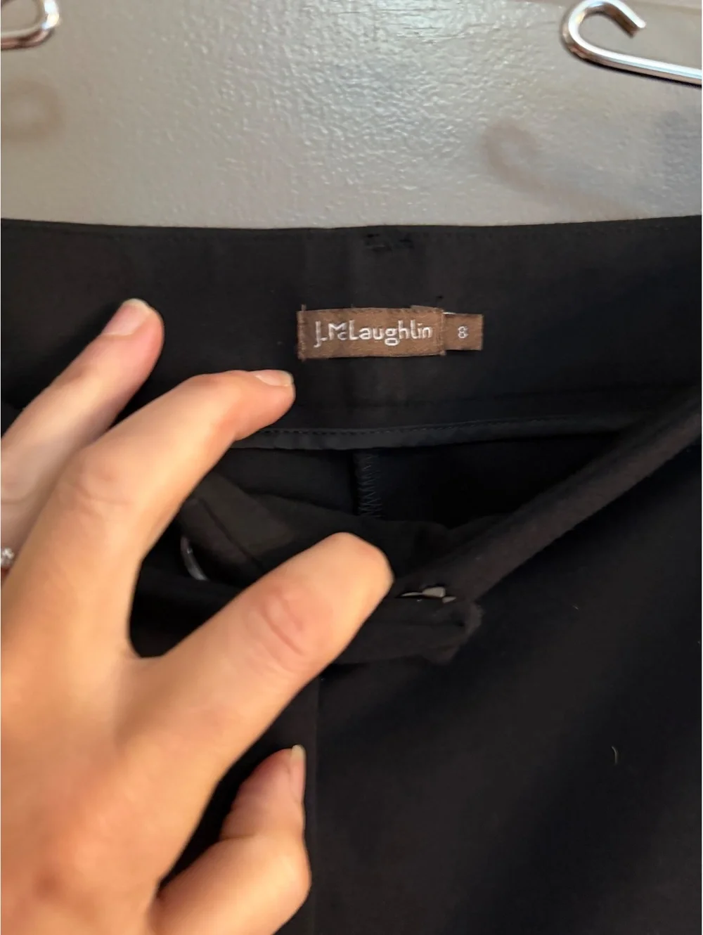 J.McLaughlin Brock Tailored Straight Leg Pants Black Bainbridge Knit Size 8